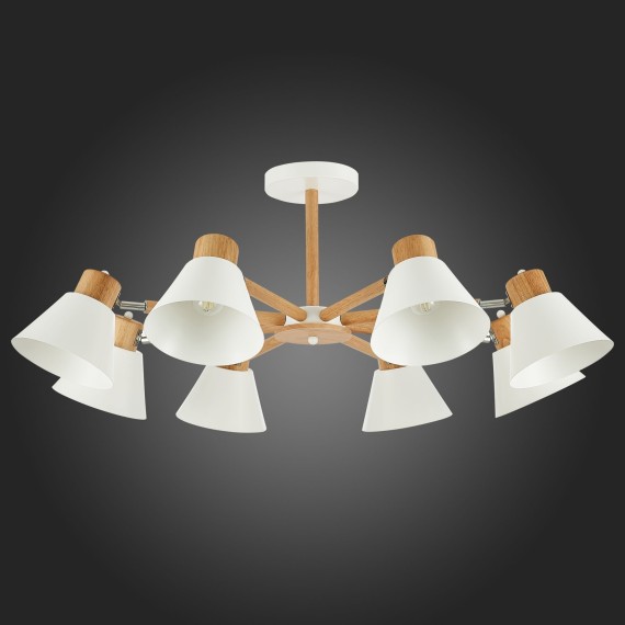 SLE103702-08 Светильник потолочный Светлое дерево, Белый/Белый E27 8*60W BUVE