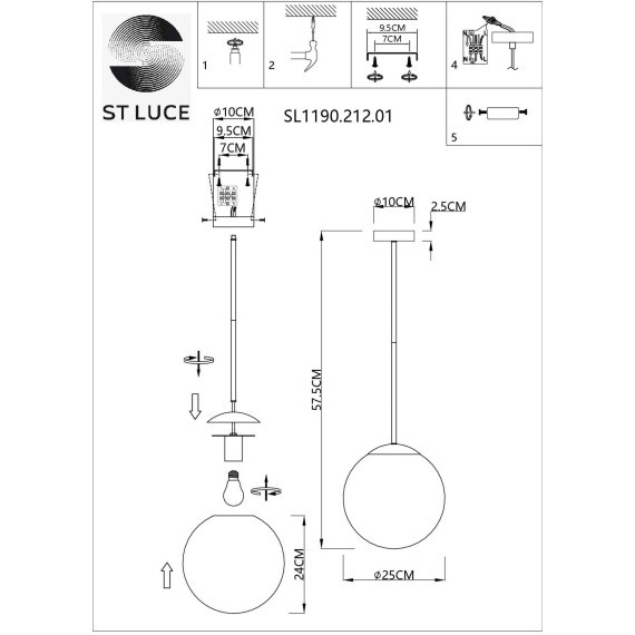 SL1190.212.01 Светильник потолочный ST-Luce Золотистый/Прозрачно-белый E27 1*60W CASSIUS