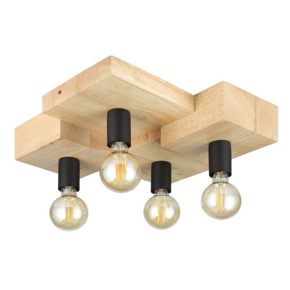 43798 HALKIN Потолочный светильник 4xE27 160Вт дерево коричневый черный L400 B430 H140