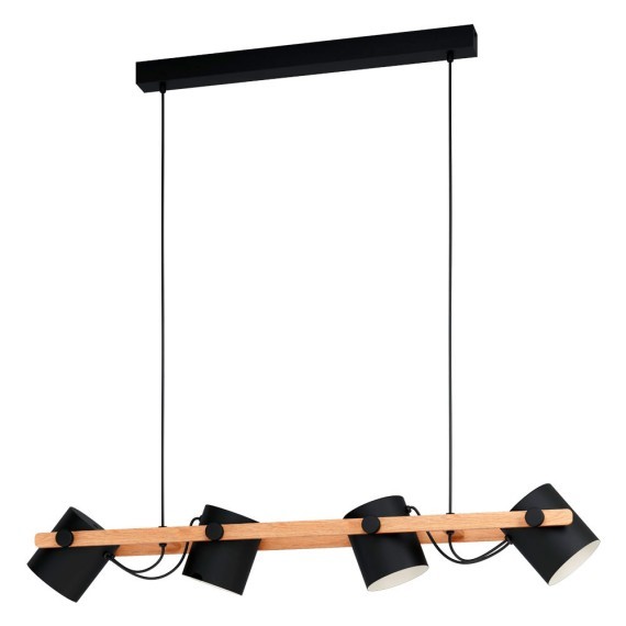 43424 Подвес HORNWOOD, 4х60W (E27), L1100, B180, H1100, сталь, черный, кремовый /дерево, коричневый