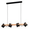 43424 Подвес HORNWOOD, 4х60W (E27), L1100, B180, H1100, сталь, черный, кремовый /дерево, коричневый