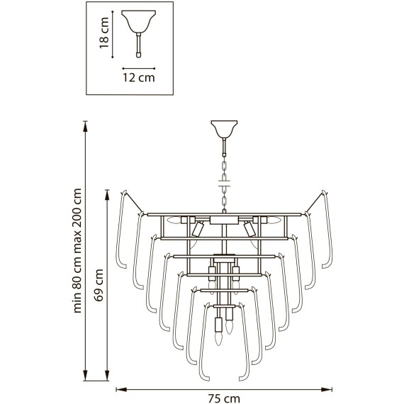 Люстра подвесная 18х6W(led) Е14, золото Retro II Lightstar 799182