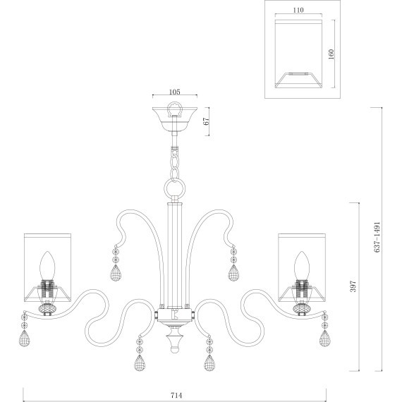 Люстра подвесная Freya FR2300-PL-06-BZ Faust под лампы 6xE14 40W