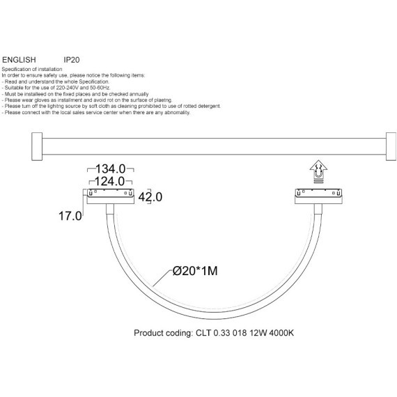 CLT 0.33 018 12W BL 4000K Трековый магнитный светодиодный светильник Crystallux Space 48V CRI90+ 4000К 1200Лм 360° 12W
