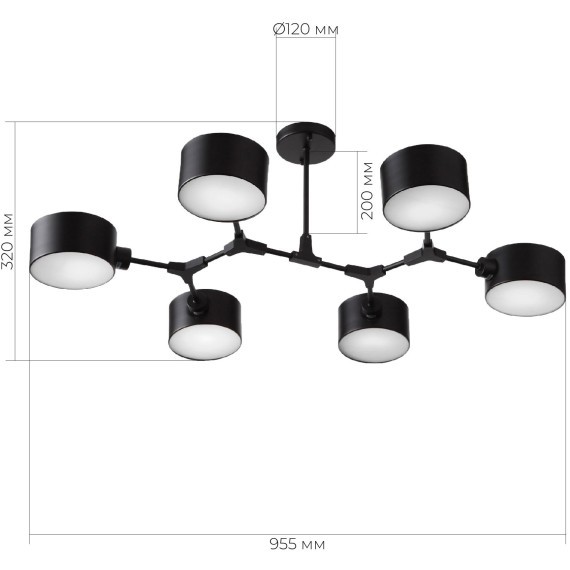 SLE183402-06 Светильник потолочный Черный/Черный E14 6*60W GIMENTO