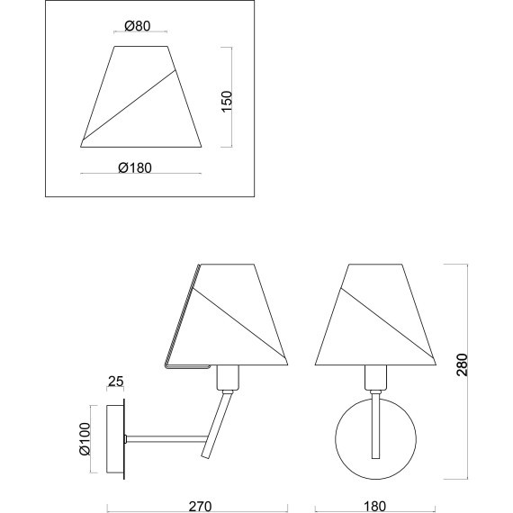 Бра Freya FR5084WL-01G Vanessa под лампу 1xE14 40W