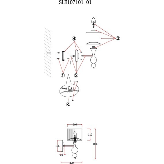 SLE107101-01 Светильник настенный Хром/Серебристый E14 1*40W PAZIONE