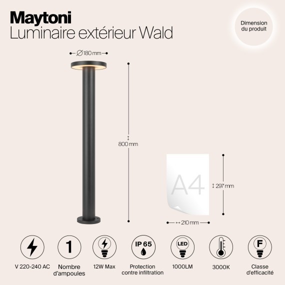 Уличный наземный светильник Maytoni O420FL-L12GF1 Wald IP65 светодиодный LED 12W
