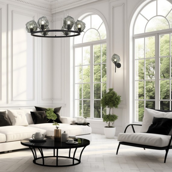 SL1175.403.06 Люстра подвесная ST-Luce Черный/Серо-зеленый E14 6*40W PORTICI