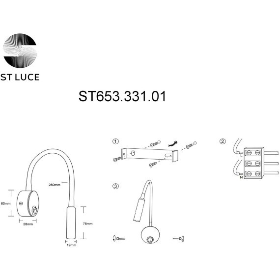 ST653.331.01 Светильник настенный ST-Luce Бронза/Бронза LED 1*3W 3000K Настенные светильники