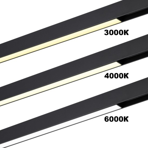 359938 Черный трековый линейный светильник 44см с перекл. цв. темп. 3000;4000;6000К (токопроводящий) 220В 24Вт 120° 1440Лм CRI90 Novotech VECTOR