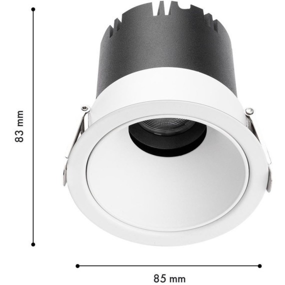 4784-1C Встраиваемый светодиодный светильник с доп. рамкой под штукатурку, белый, 9Вт 585Лм 3000;4000;6000K CRI90+ 45° IP20