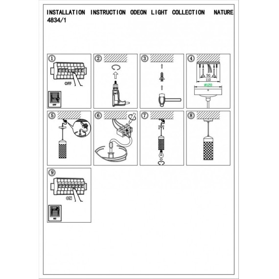 Уличный подвесной светильник Odeon Light 4834/1 DUNES IP44 под лампу 1xE27 1*60W