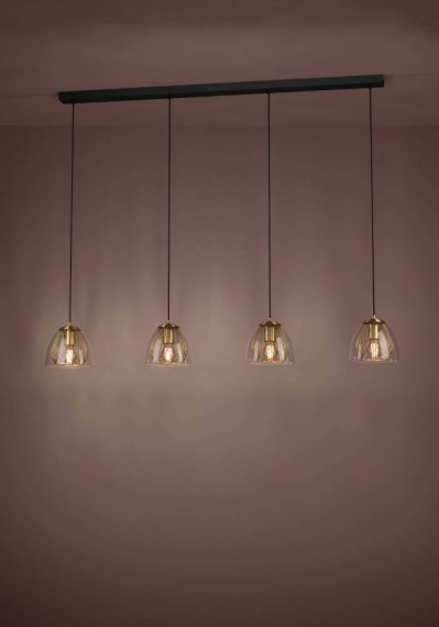 390038 EGLO JAZMINIA Люстра потолочная с 4 лампами E27 160Вт, стекло прозрачное, латунь