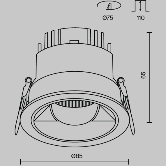Встраиваемый светильник Maytoni Parete 2700К-3000K-4000К 12Вт 36° DL100-12W2.7-3-4K-RD-B