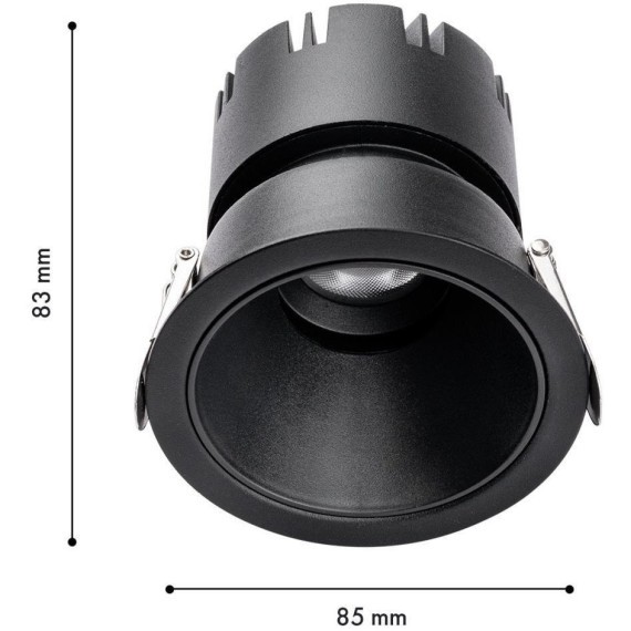 4785-1C Встраиваемый светодиодный светильник с доп. рамкой под штукатурку, черный, 9Вт 585Лм 3000;4000;6000K CRI90+ 45° IP20