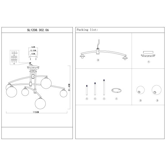 SL1208.302.06 Светильник потолочный ST-Luce Золотистый/Белый G9 6*5W SEMBRARE