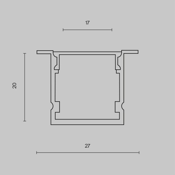 Алюминиевый профиль встраиваемый 27x20 ALM-2720-S-2M