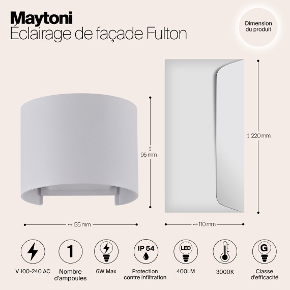 Уличный настенный светильник Maytoni O573WL-L6W Fulton IP54 светодиодный LED 6W