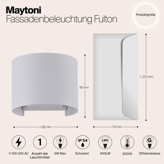 Уличный настенный светильник Maytoni O573WL-L6W Fulton IP54 светодиодный LED 6W