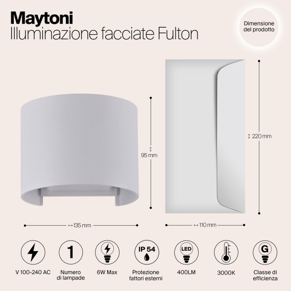 Уличный настенный светильник Maytoni O573WL-L6W Fulton IP54 светодиодный LED 6W