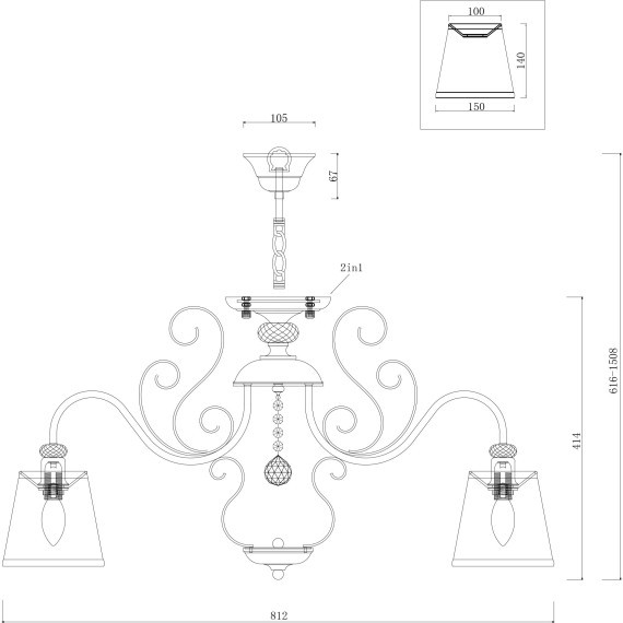 Люстра подвесная Freya FR2405-PL-08-BZ Driana под лампы 8xE14 40W