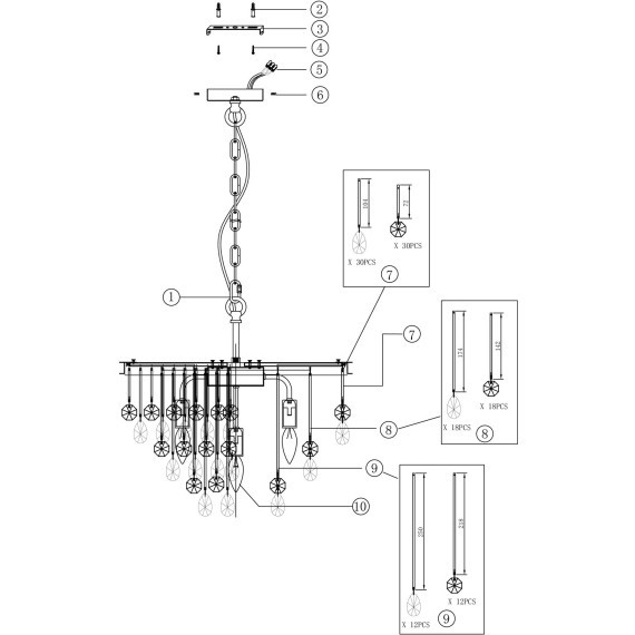 Подвесная люстра хрустальная Linn MOD091PL-05G