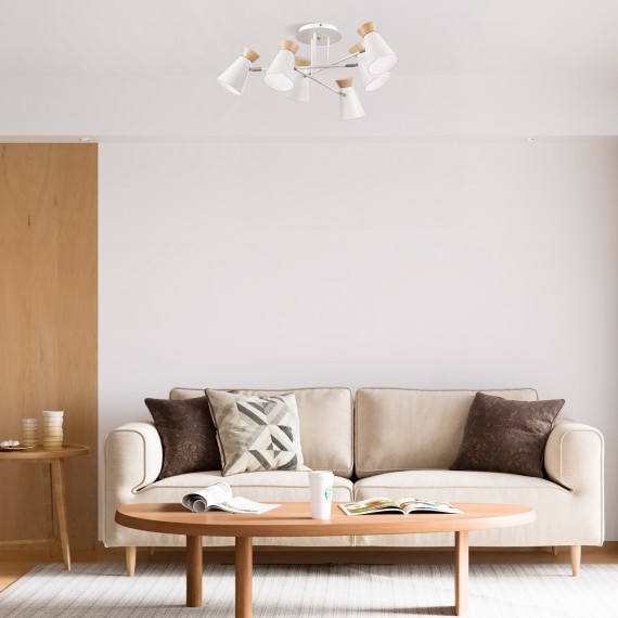 SLE1252-502-06 Светильник потолочный Белый, Золотистый/Белый, Дерево E27 6*60W ALFEO