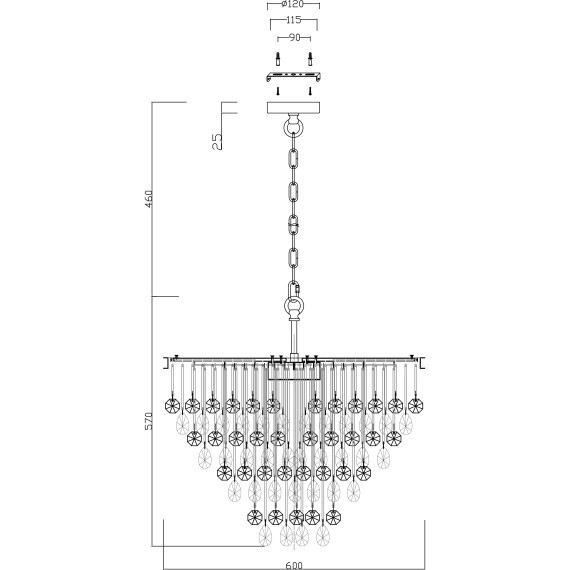 Подвесная люстра хрустальная Linn MOD091PL-07CH
