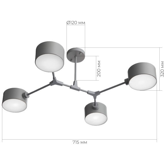 SLE183702-04 Светильник потолочный Серый/Серый E14 4*60W GIMENTO