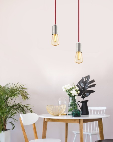 32523 Подвес YORTH, 1х60W (E27), ?100, H2000, сталь, cерый, красн. Кабель