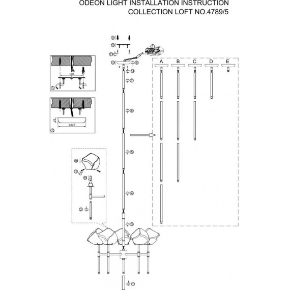 Подвесной светильник с 1 плафоном Odeon Light 4789/1 STONO под лампу 1xG9 1*40W