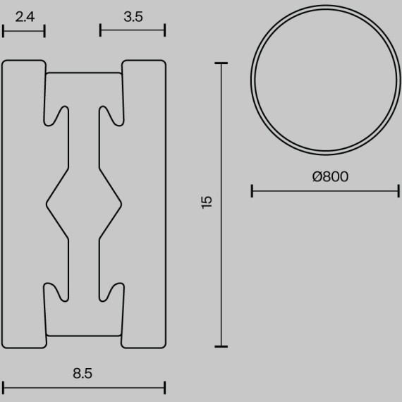 Шинопровод магнитный накладной/подвесной Maytoni Flarity TRX154-R-D800-PT