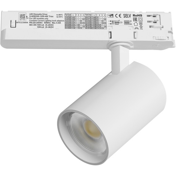 Светильник для трековой системы Quattro LED 24W с управлением TRIAC Alta Base Lightstar A5246TRIAC