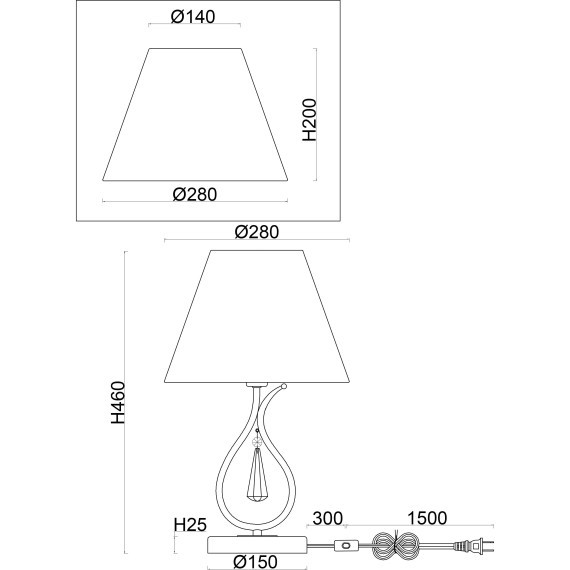 Интерьерная настольная лампа с выключателем Madeline FR2019TL-01BS