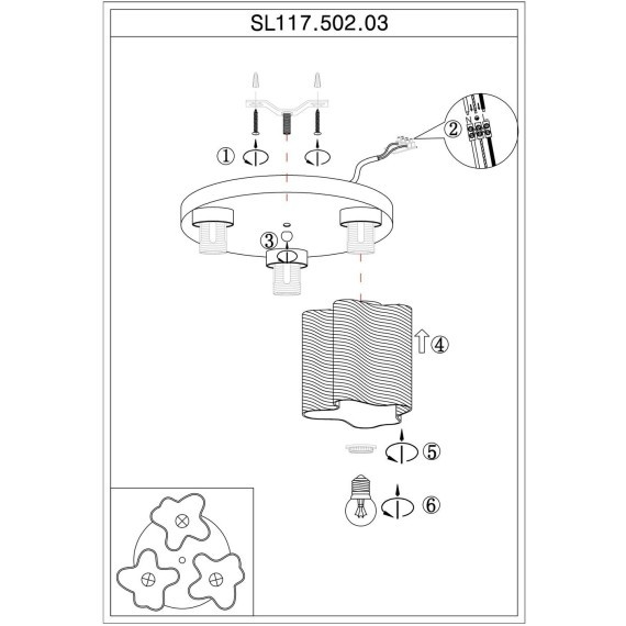 SL117.502.03 Люстра потолочная ST-Luce Серебристый/Белый с полосками E27 3*60W ONDE