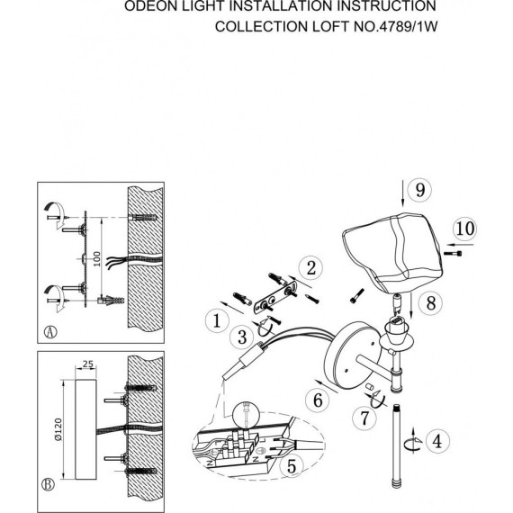 Бра Odeon Light 4789/1W STONO под лампу 1xG9 1*40W
