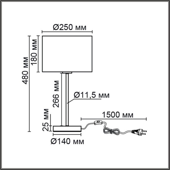 8251/1T MODERNI LN25 000  никель/серый, металл/текстиль Настольная лампа Е27 60W 220V NIKKI