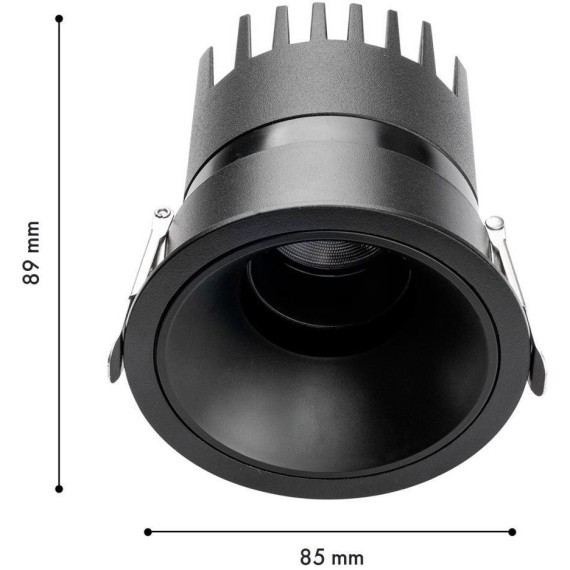 4789-1C Встраиваемый влагозащищенный светодиодный светильник с доп. рамкой под штукатурку, черный, 9Вт 450Лм 3000;4000;6000K CRI90+ 45° IP65