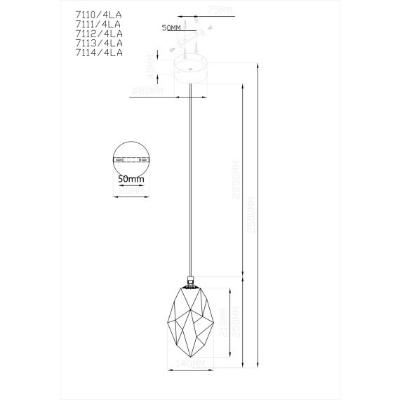 Подвесной светильник IP20 LED 4W 300Лм 3000K 200° 220V GEMME 7111/4LA