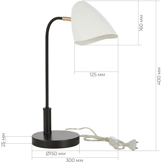 SLE103604-01 Прикроватная лампа Черный, Золотой/Белый E14 1*40W SATTA