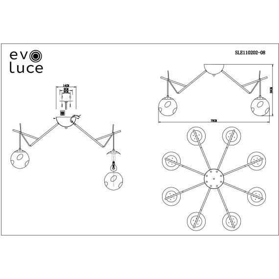 SLE110202-08 Светильник потолочный Белый/Янтарный E14 8*40W CALLETTA