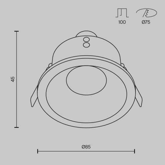 Встраиваемый светильник Maytoni DL032-2-01W Zoom IP65 под лампу 1xGU10 50W