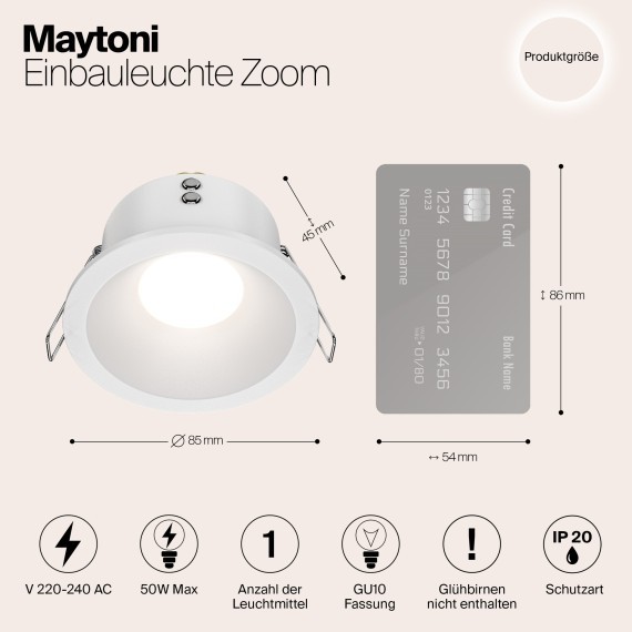 Встраиваемый светильник Maytoni DL032-2-01W Zoom IP65 под лампу 1xGU10 50W