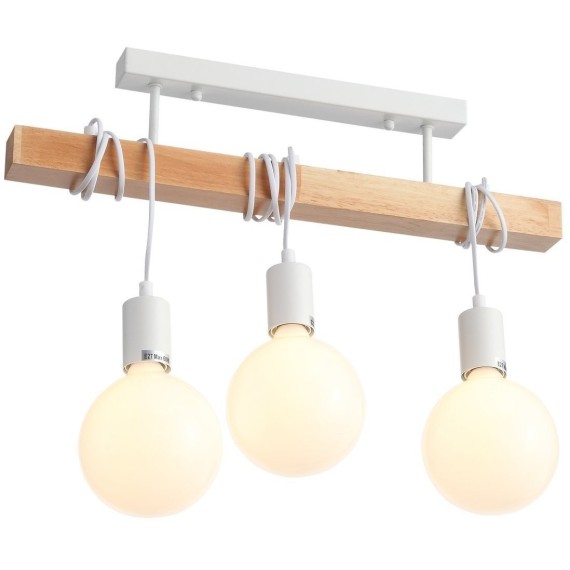 SL1142.503.03 Светильник подвесной Белый, Светлое дерево E27 3*60W BAGETTI