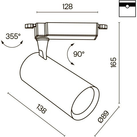 Однофазный двужильный светодиодный трековый светильник Maytoni Unity TR003-1-26W4K-S-W Vuoro 4000К 3000Лм CRI90+ 24° 26Вт