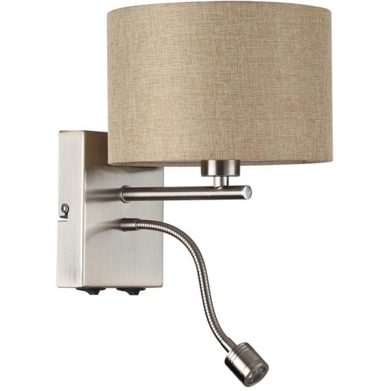 8250/2W MODERNI LN25 000  никель/бежевый, металл/текстиль бра Е14 40W+ LED 3W 4000K 220V NIKKI