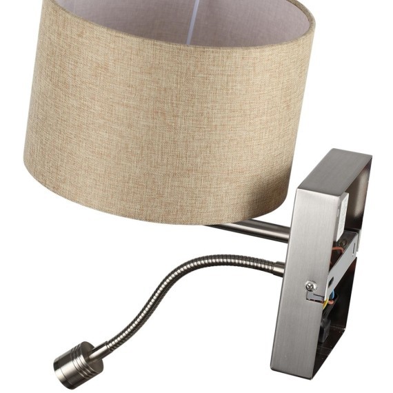 8250/2W MODERNI LN25 000  никель/бежевый, металл/текстиль бра Е14 40W+ LED 3W 4000K 220V NIKKI