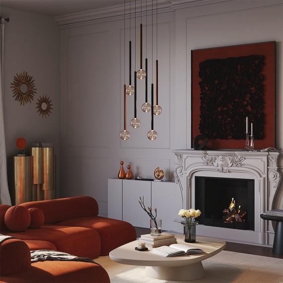 Подвесная каскадная светодиодная люстра "второй свет" LED 51W RA80 3950лм 3000К Maytoni Bubble dream MOD383PL-L40BBS3K