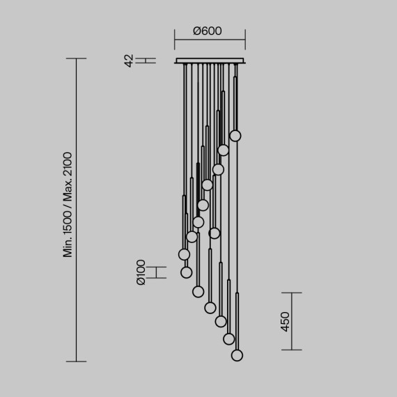 Подвесная каскадная светодиодная люстра "второй свет" LED 51W RA80 3950лм 3000К Maytoni Bubble dream MOD383PL-L40BBS3K
